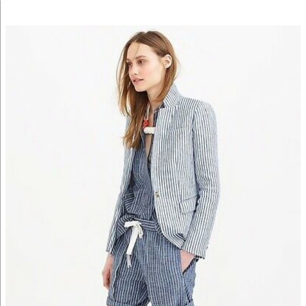 J. Crew pinstripe seersucker suit jacket size M 8